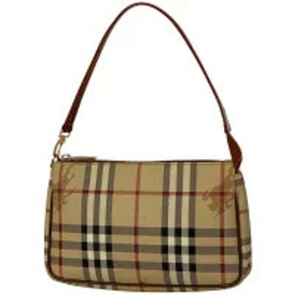 Burberry check handbag Clutch canvas beige brown